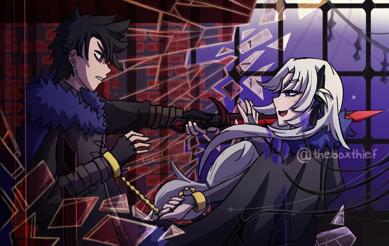 Inverse Triangle Composition - Focused on two characters from a story I'm working on